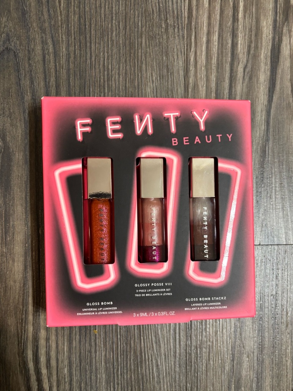 Fenty Beauty Glossy Posse Trio - Pink, Red & Brown Lip Gloss Set